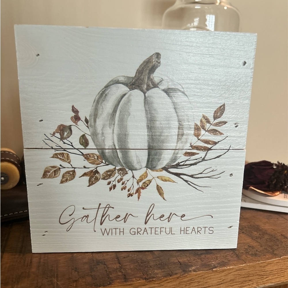Rustic Gray Pumpkin Wall Art Decor